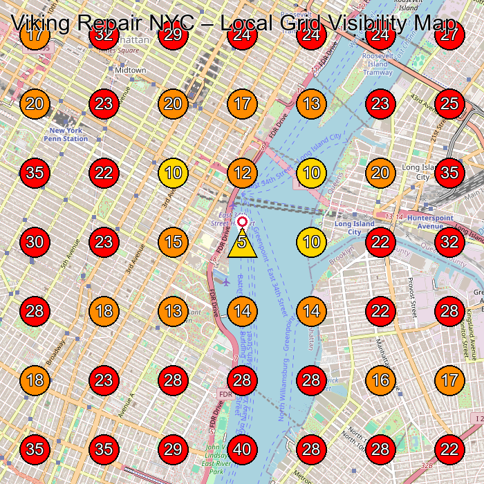 Viking Repair NYC GeoGrid visibility map for Appliance Repair Service in Bronx